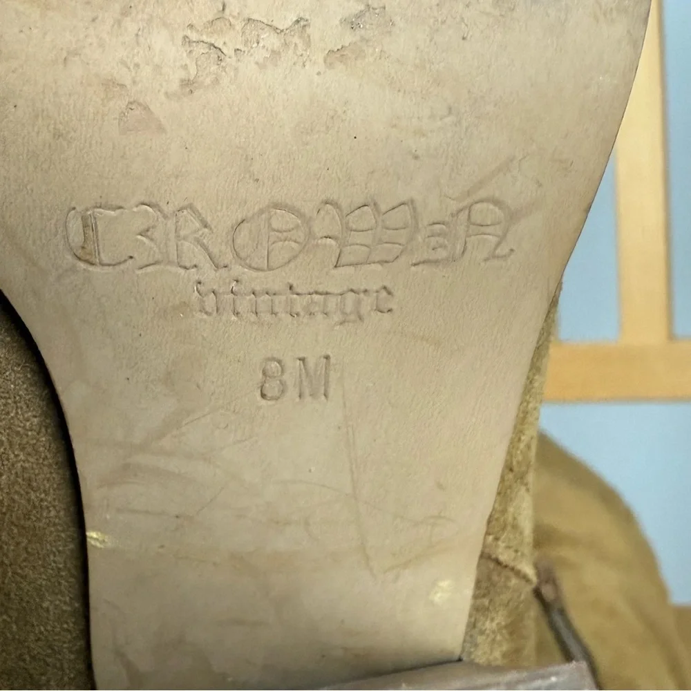 Crown Vintage Tan Suede Heeled Cowgirl Boots - Picture 6 of 16